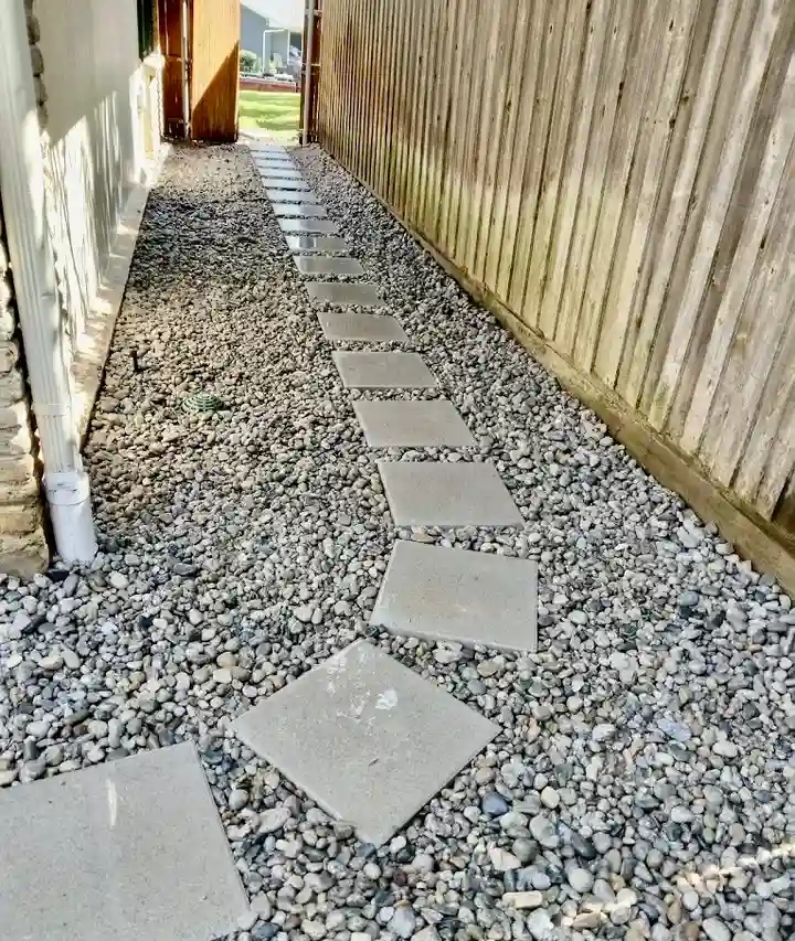Custom stone walkway and hardscape installation in Garland, TX